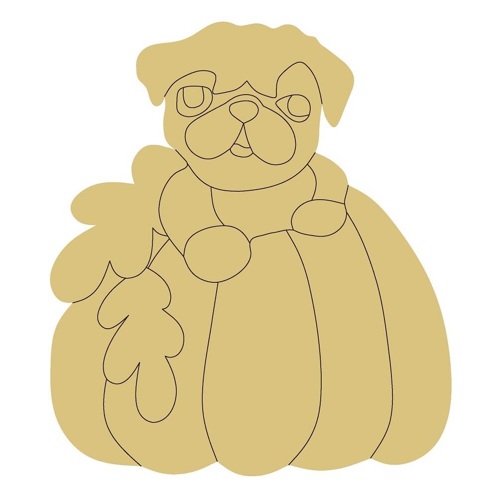 Design By Line Pumpkin MDF Cutout Pumpkin Pug Silhouette - Unfinished For DIY