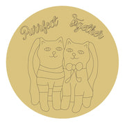 Design By Line Round MDF Cutout Purrfect Together Two Cats With Bow Tie - Unfinished For DIY