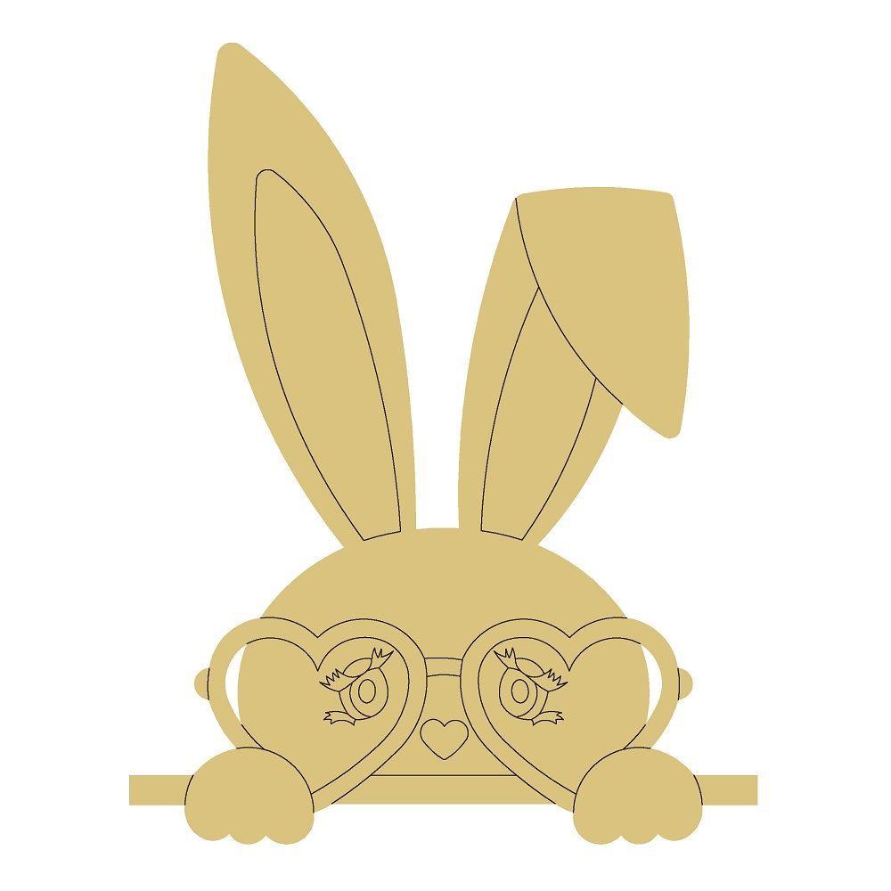 Design By Line Rabbit MDF Cutout Bunny With Heart Glasses - Unfinished For DIY