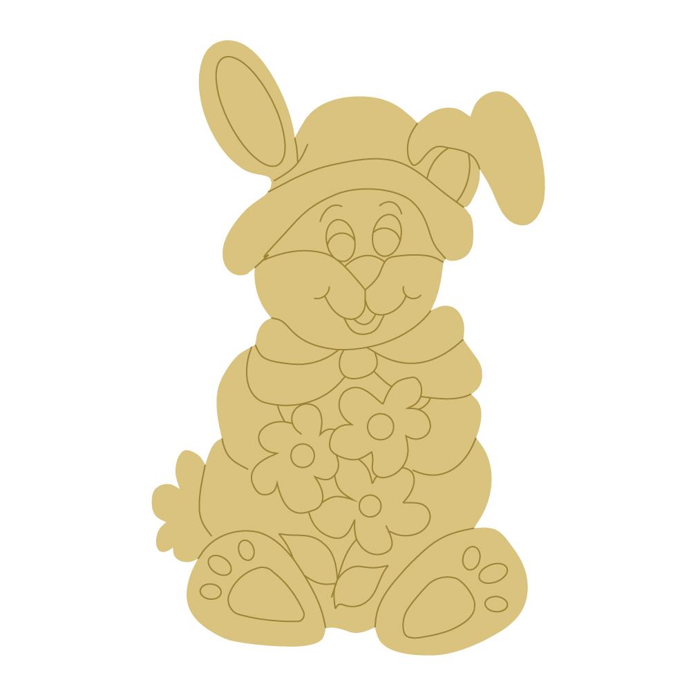 Design By Line Sitting Rabbit MDF Cutout Floral Silhouette - Unfinished For DIY