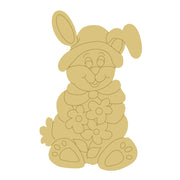 Design By Line Sitting Rabbit MDF Cutout Floral Silhouette - Unfinished For DIY