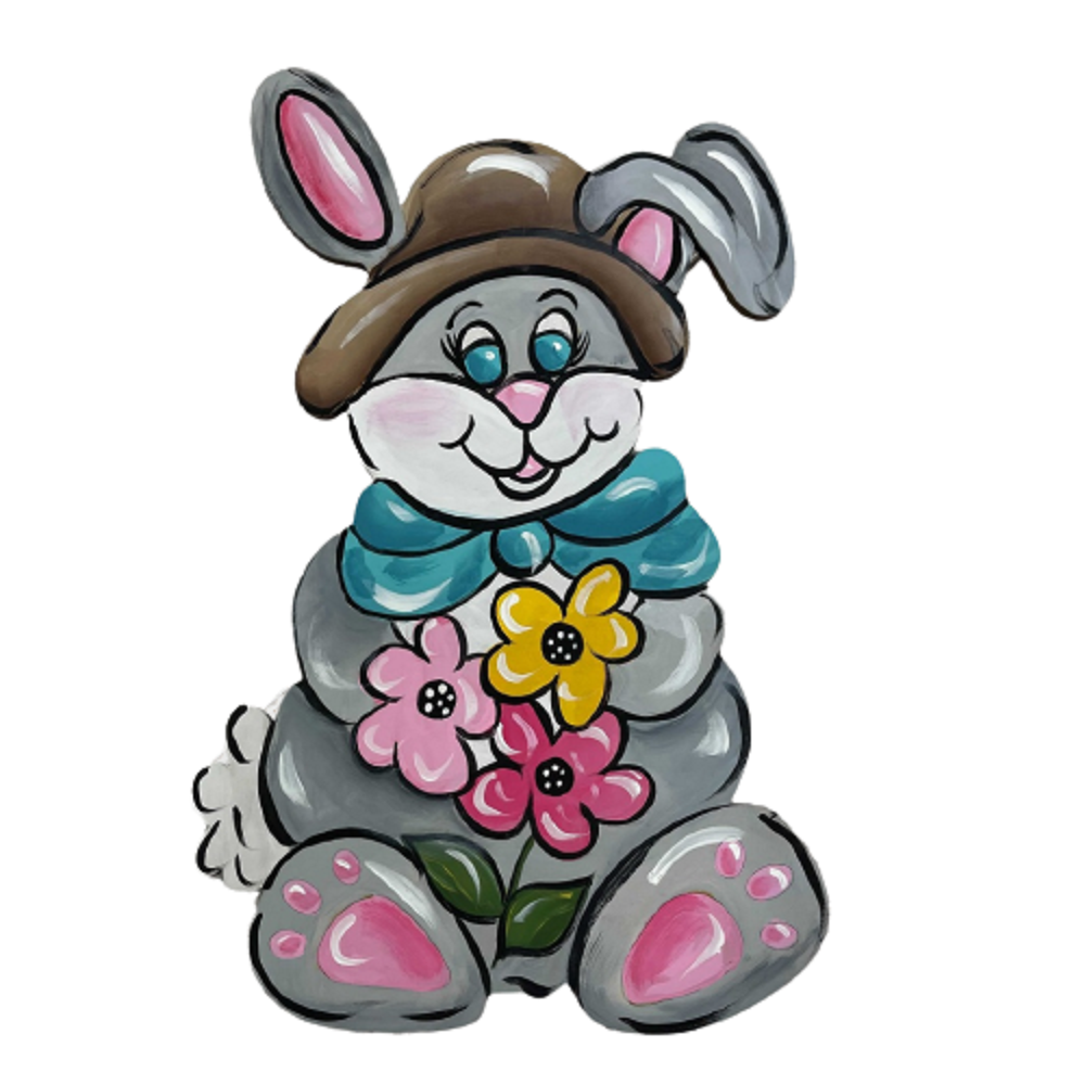 Design By Line Sitting Rabbit MDF Cutout Floral Silhouette - Unfinished For DIY