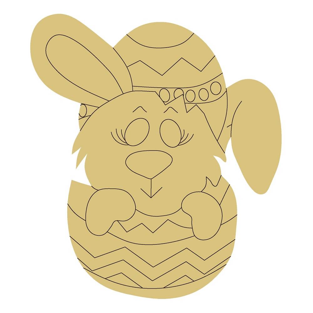 Design By Line Bunny Shaped MDF Cutout  In Zigzag Egg - Unfinished For DIY