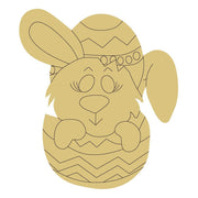 Design By Line Bunny Shaped MDF Cutout  In Zigzag Egg - Unfinished For DIY