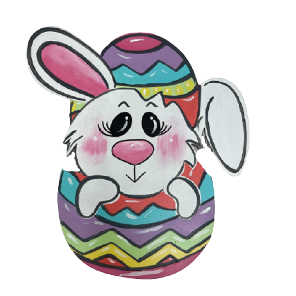 Design By Line Bunny Shaped MDF Cutout  In Zigzag Egg - Unfinished For DIY