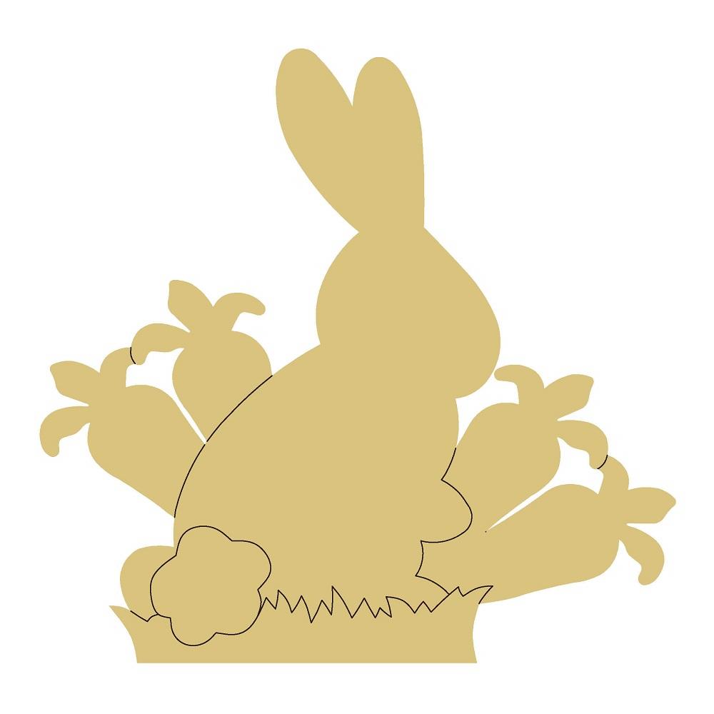 Design By Line Rabbit MDF Cutout Garden Scene With Carrots - Unfinished For DIY