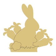 Design By Line Rabbit MDF Cutout Garden Scene With Carrots - Unfinished For DIY