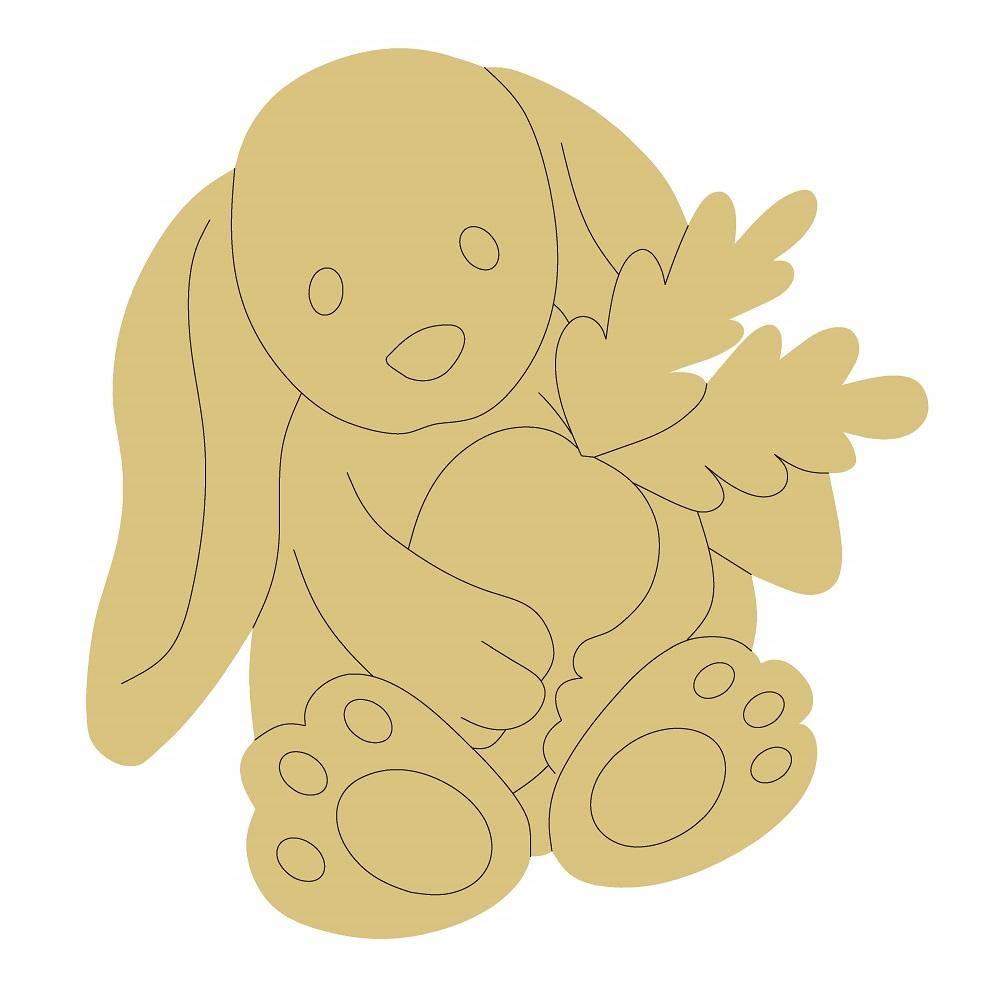 Design By Line Rabbit MDF Cutout With Carrots Style 29 - Unfinished For DIY