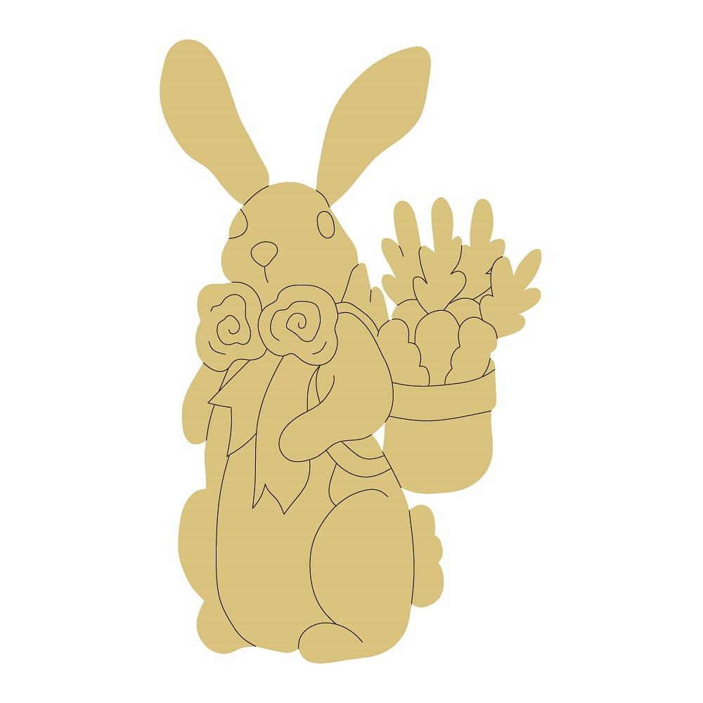 Design By Line Rabbit MDF Cutout Carrot Bouquet - Unfinished For DIY