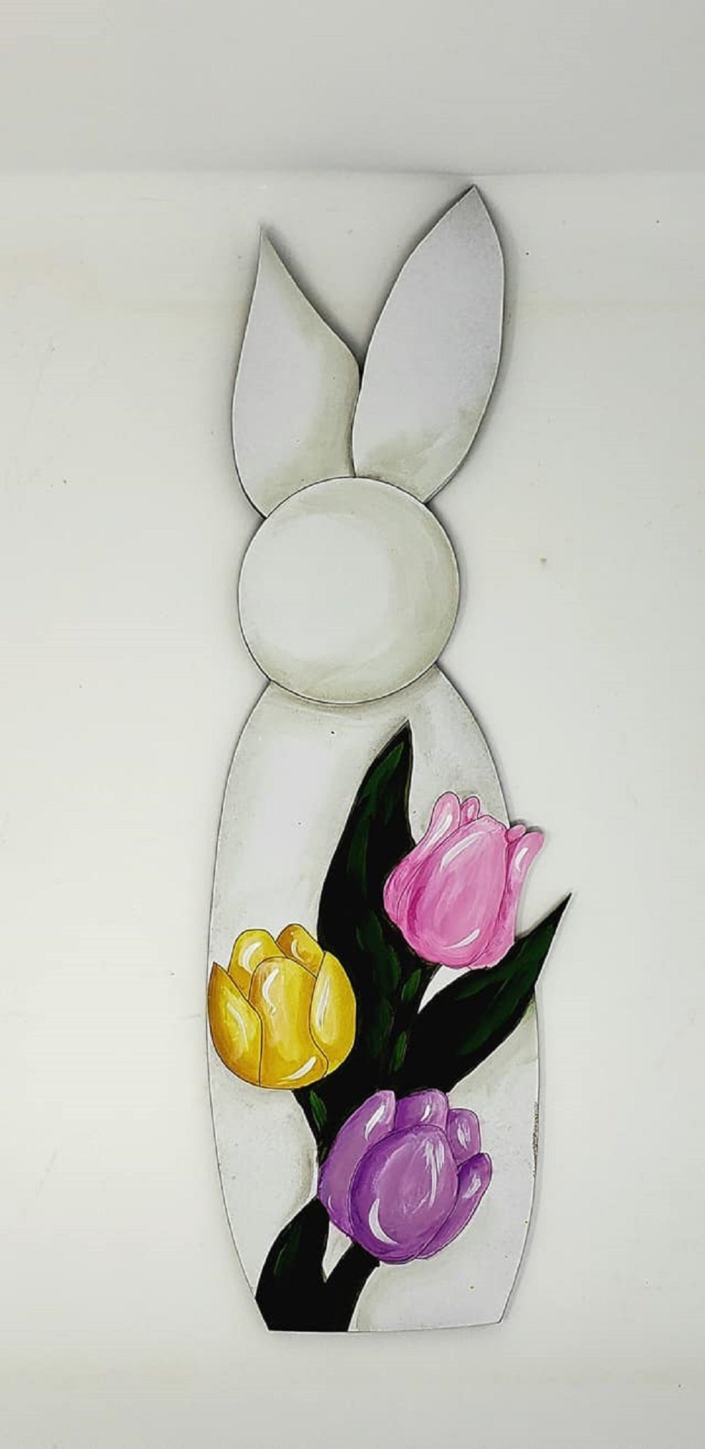 Design By Line Rabbit MDF Cutout Silhouette With Tulips - Unfinished For DIY