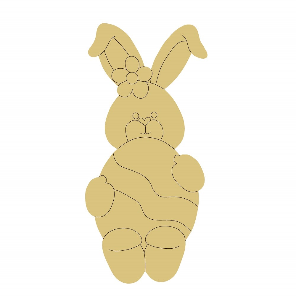 Design By Line Rabbit MDF Cutout With Easter Egg - Unfinished For DIY