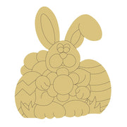 Design By Line Rabbit MDF Cutout Easter Bunny With Eggs In Grass - Unfinished For DIY