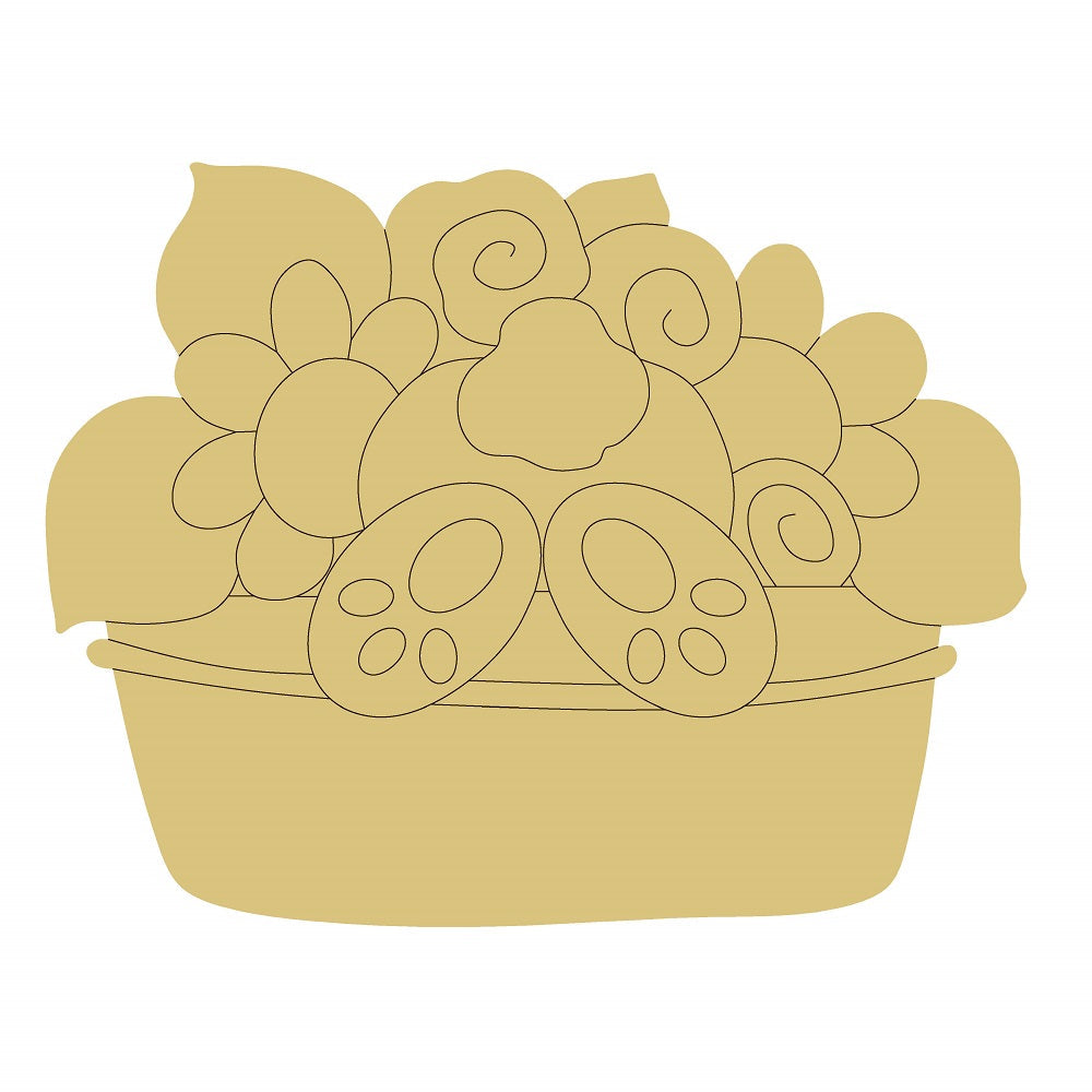 Design By Line Basket MDF Cutout Bunny inside the Flowers - Unfinished For DIY