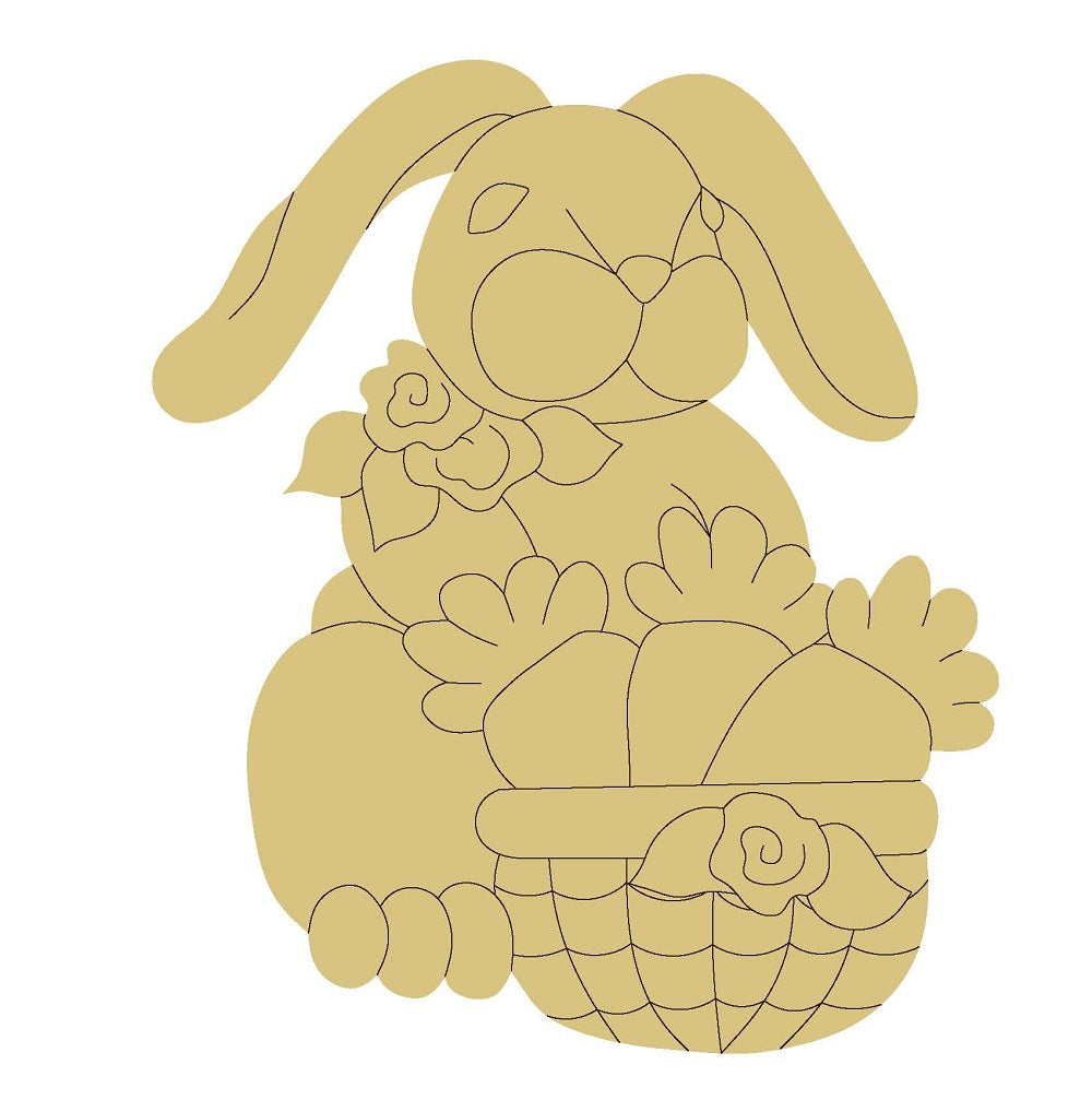 Design By Line Rabbit MDF Cutout With Carrots Style 46 - Unfinished For DIY