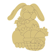 Design By Line Rabbit MDF Cutout With Carrots Style 46 - Unfinished For DIY