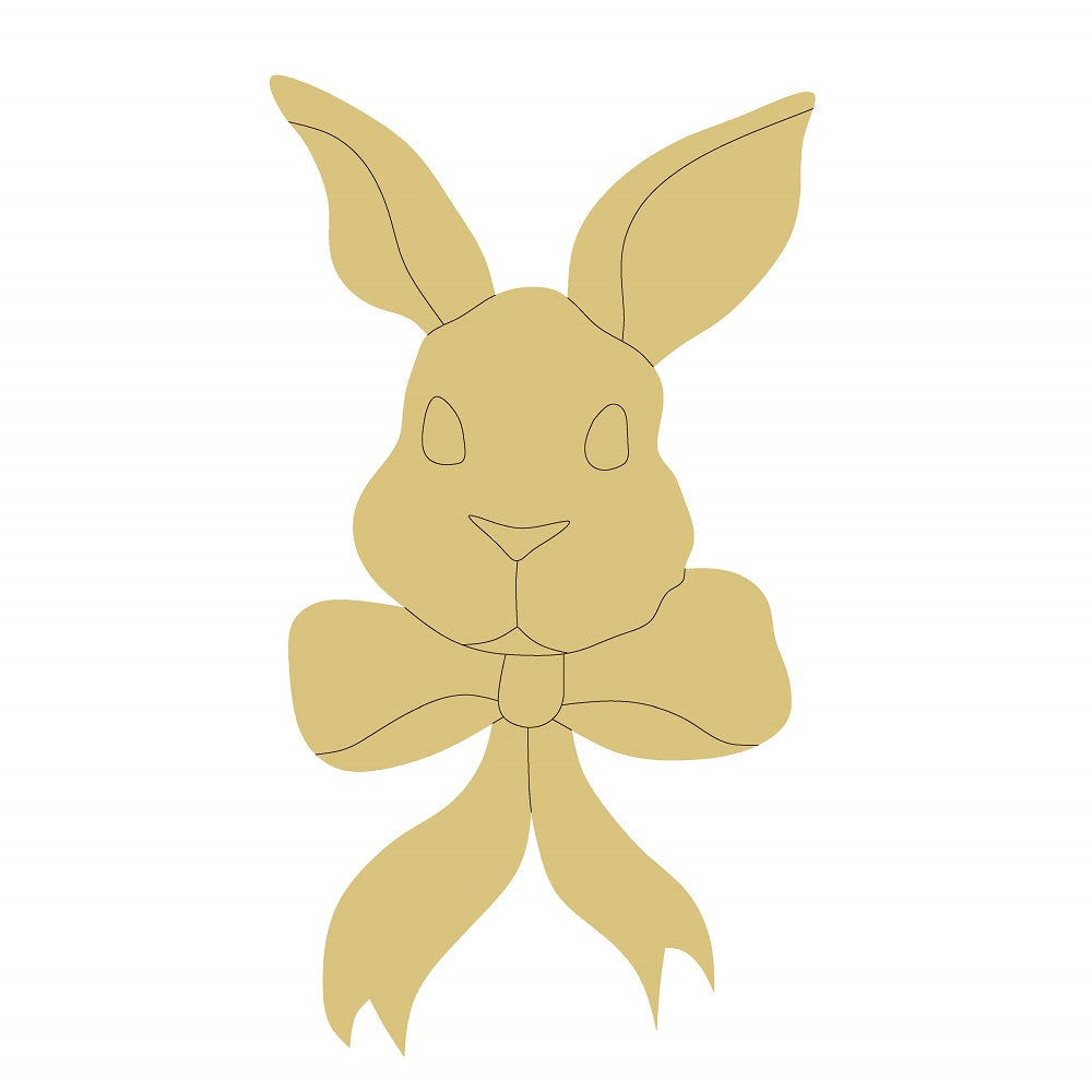 Design By Line Rabbit MDF Cutout With Bow Silhouette - Unfinished For DIY
