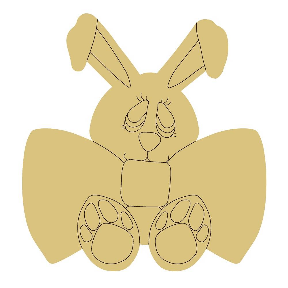 Design By Line Rabbit MDF Cutout With Bow - Unfinished For DIY