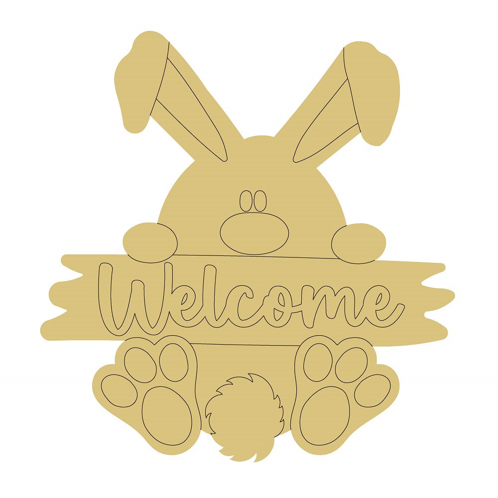 Design By Line Rabbit MDF Cutout Welcome Sign - Unfinished For DIY