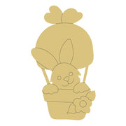 Design By Line Rabbit Balloon MDF Cutout In Flower Pot - Unfinished For DIY
