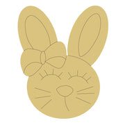 Design By Line Bunny Head MDF Cutout With Bow - Unfinished For DIY
