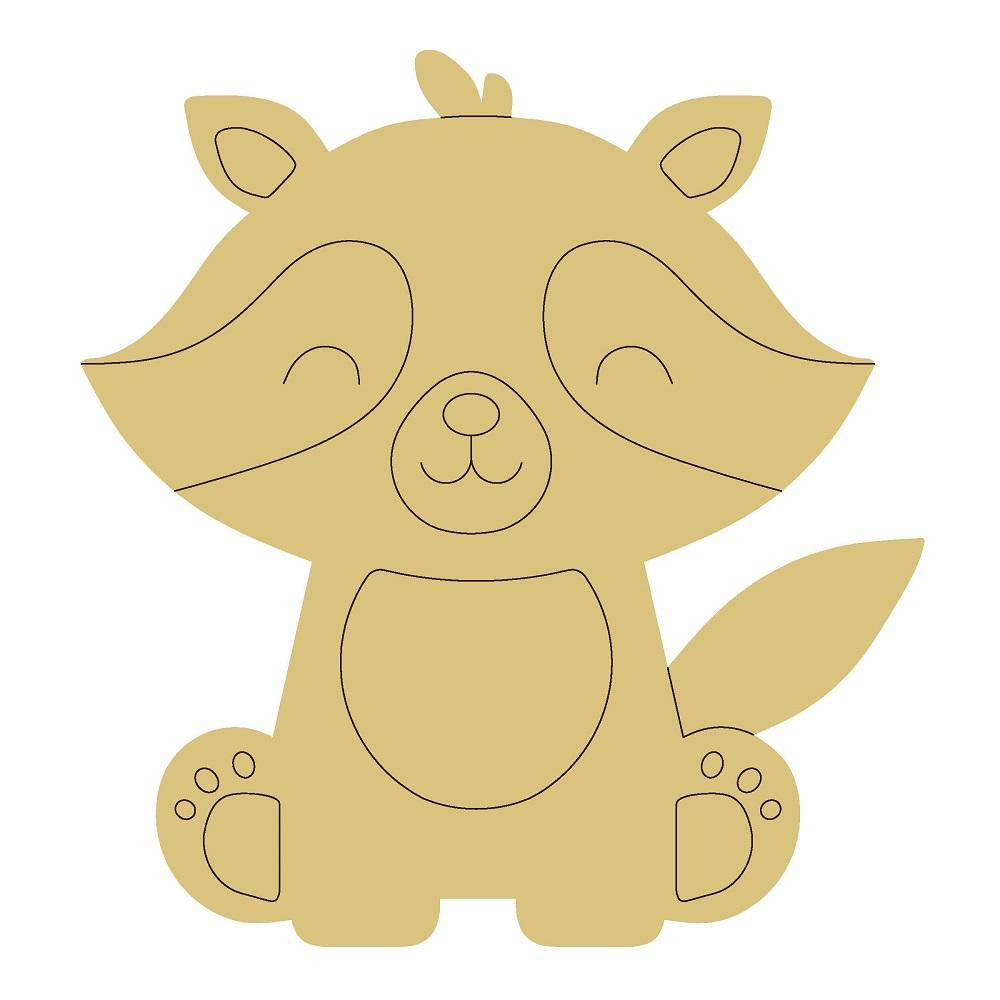 Design By Line Raccoon MDF Cutout Sitting Silhouette - Unfinished For DIY