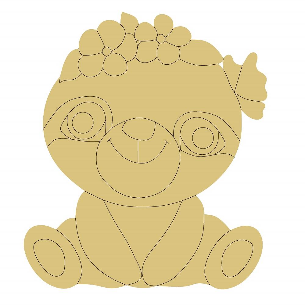 Design By Line Sitting Raccoon MDF Cutout Floral Crown - Unfinished For DIY