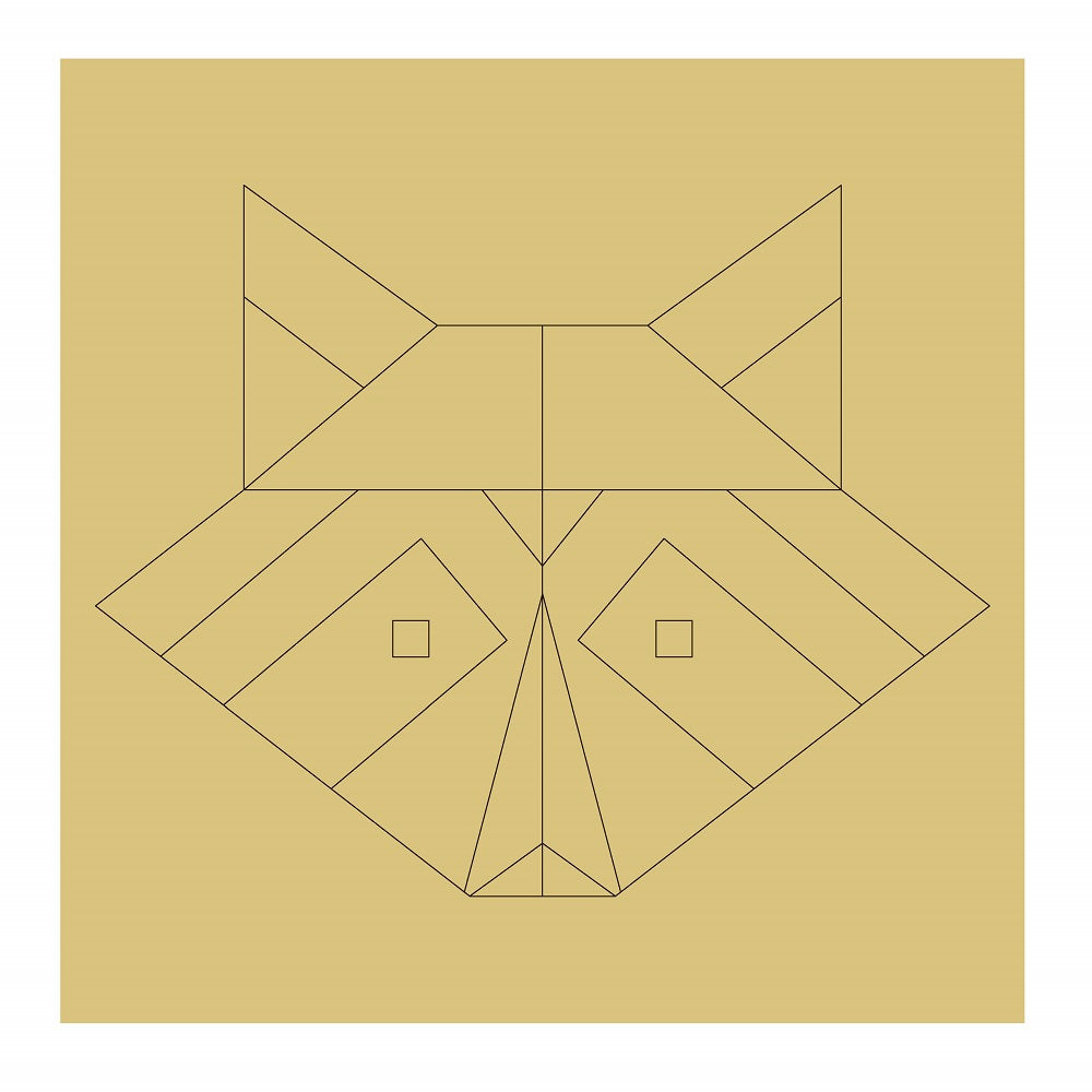 Design By Line Raccoon MDF Cutout Geometric Face Silhouette - Unfinished For DIY