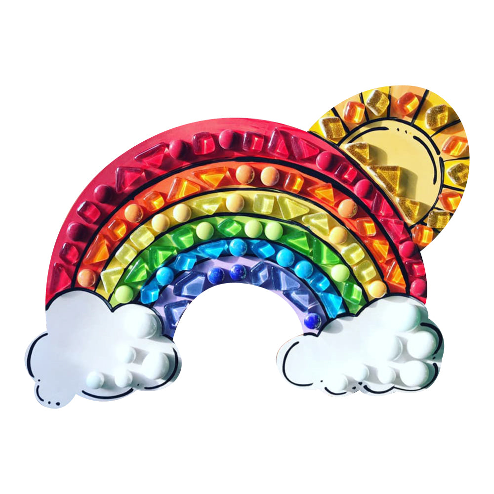 Design By Line Rainbow MDF Cutout Rainbow With Clouds - Unfinished For DIY