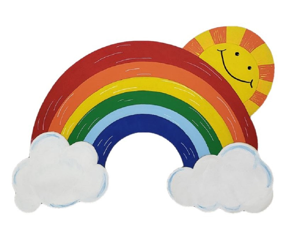 Design By Line Rainbow MDF Cutout Rainbow With Clouds - Unfinished For DIY