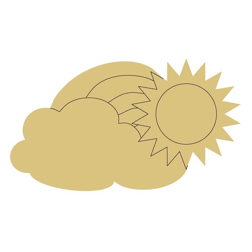 Design By Line Cloud MDF Cutout Sun And Rainbow Silhouette - Unfinished For DIY