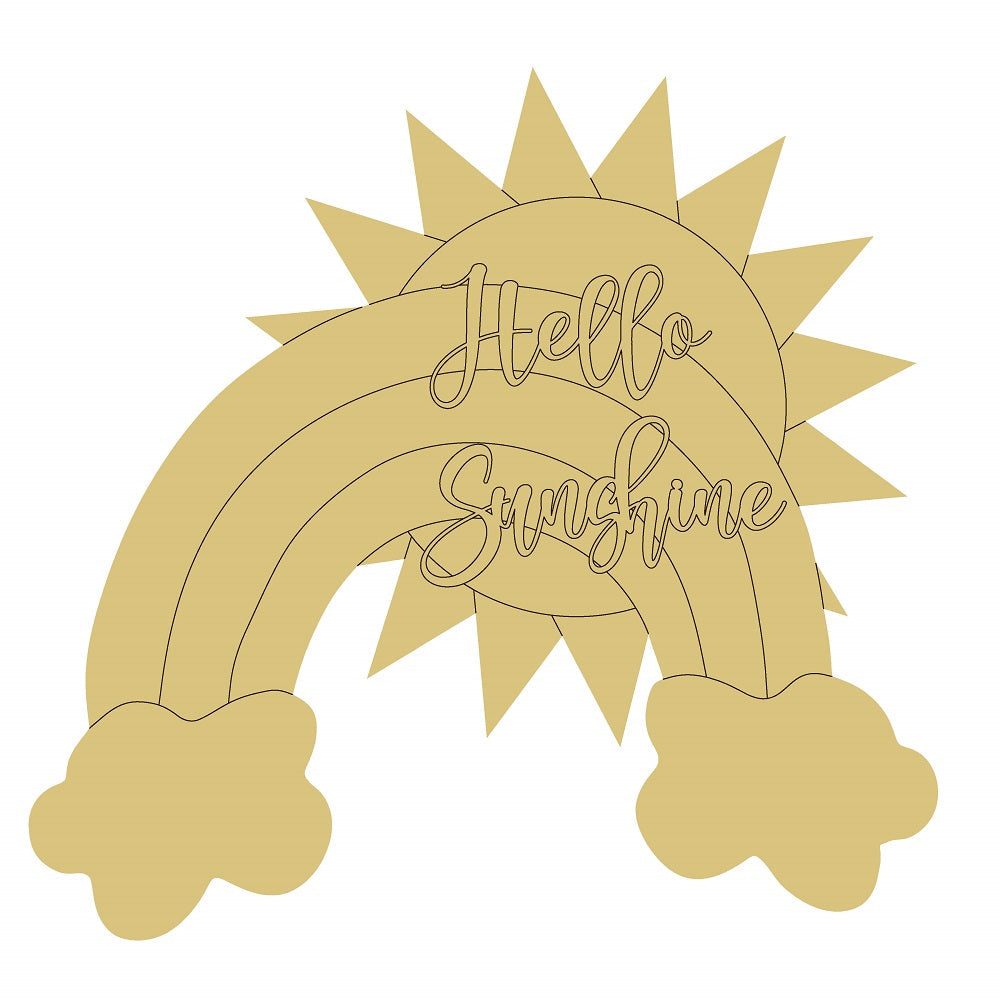 Design By Line Rainbow MDF Cutout Hello Sunshine - Unfinished For DIY