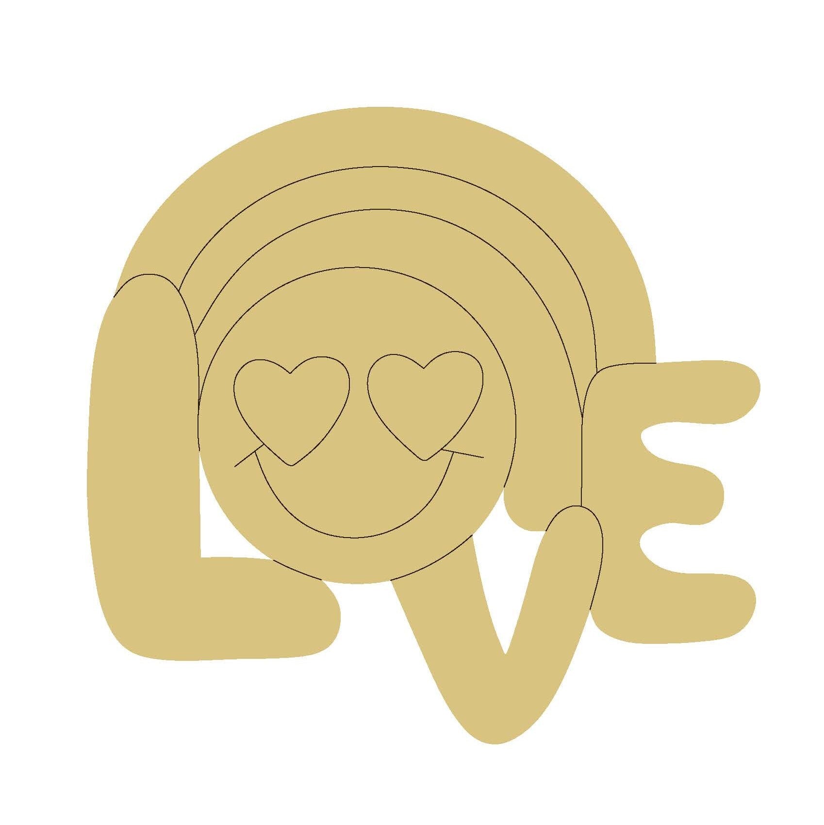 Design By Line Rainbow MDF Cutout Love With Heart Eyes - Unfinished For DIY
