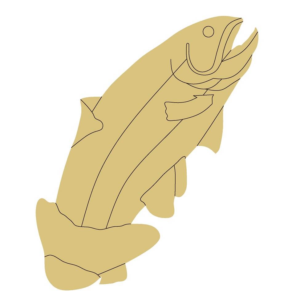 Design By Line Trout MDF Cutout Rainbow Trout Silhouette - Unfinished For DIY
