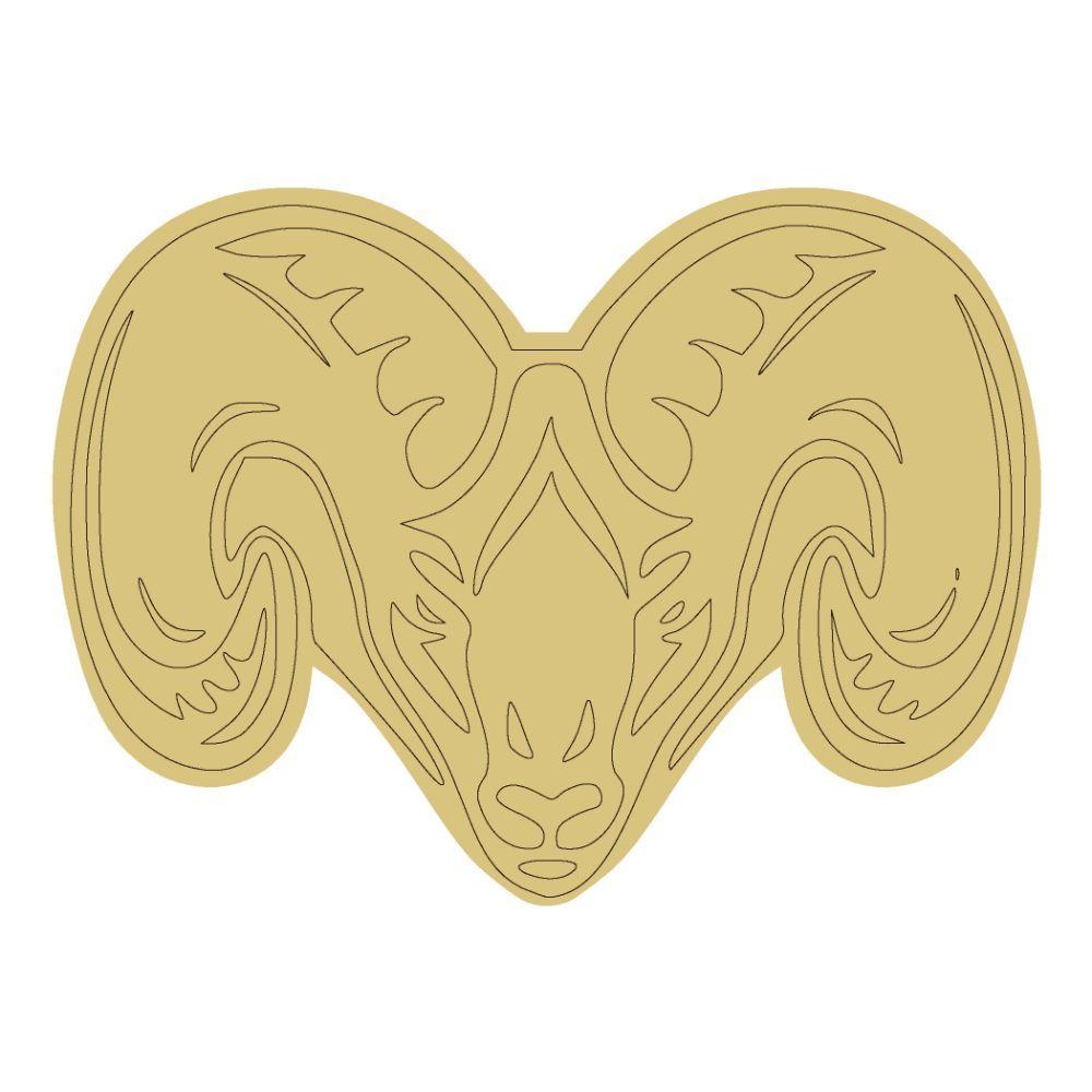 Design By Line Ram Head MDF Cutout Horned Silhouette - Unfinished For DIY