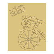 Design By Line Rectangle Bike MDF Cutout Hello Floral Bicycle Bouquet Silhouette - Unfinished For DIY