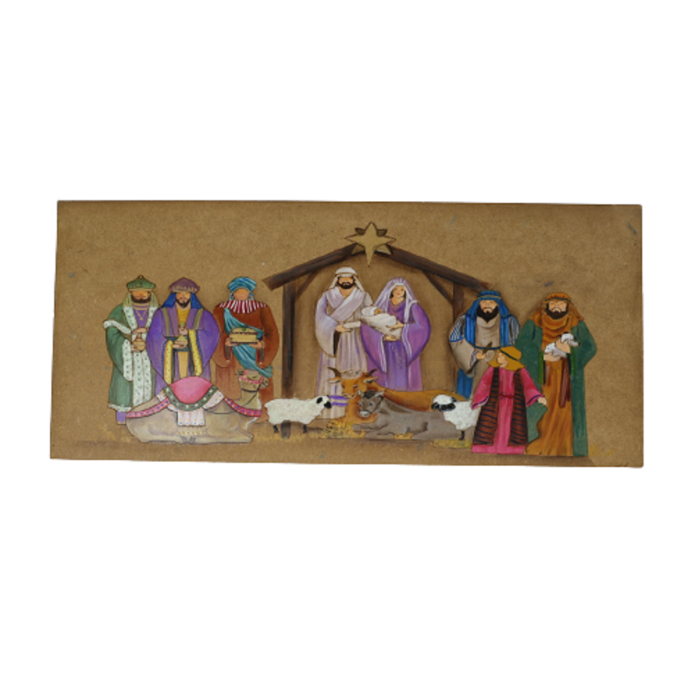 Design By Line Rectangular MDF Cutout Nativity Scene - Unfinished For DIY