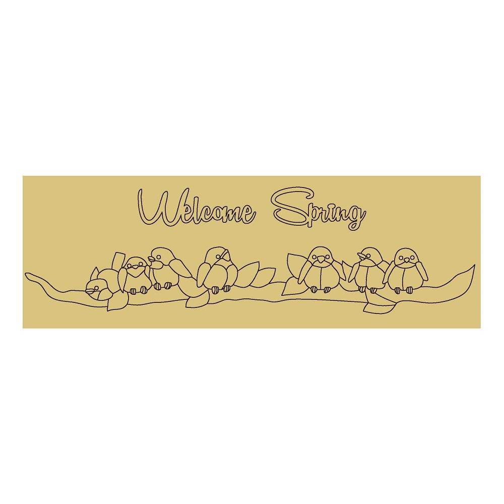 Design By Line Rectangle MDF Cutout Welcome Spring Birds - Unfinished For DIY