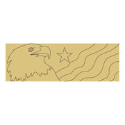 Design By Line Rectangle MDF Cutout Eagle Facing Right With Star And Wave Pattern - Unfinished For DIY