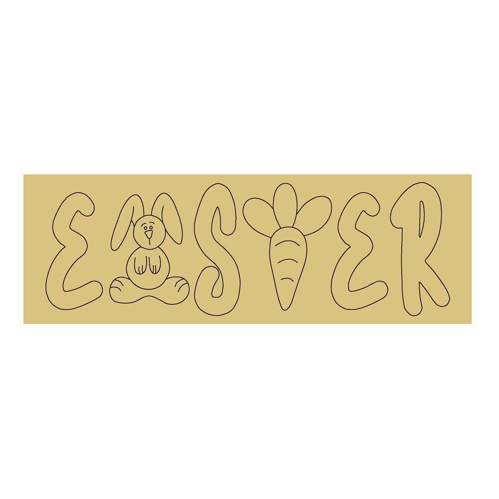 Design By Line Rectangle MDF Cutout Easter Word - Unfinished For DIY
