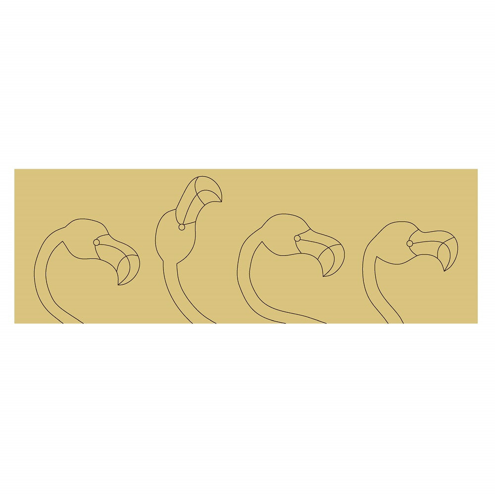 Design By Line Rectangle MDF Cutout Flamingo Quartet Line Art - Unfinished For DIY