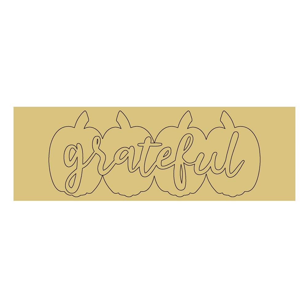 Design By Line Rectangle MDF Cutout Grateful Pumpkin Row - Unfinished For DIY