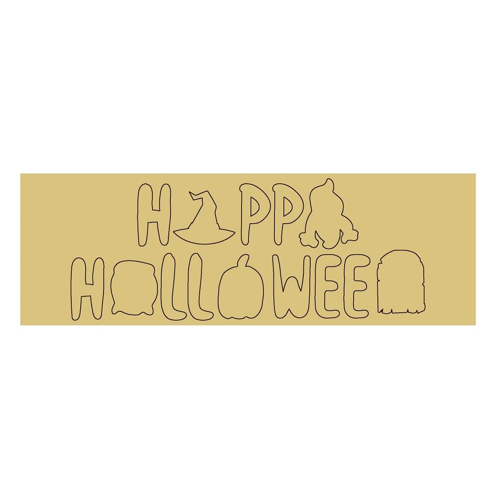 Design By Line Rectangular MDF Cutout Happy Halloween - Unfinished For DIY