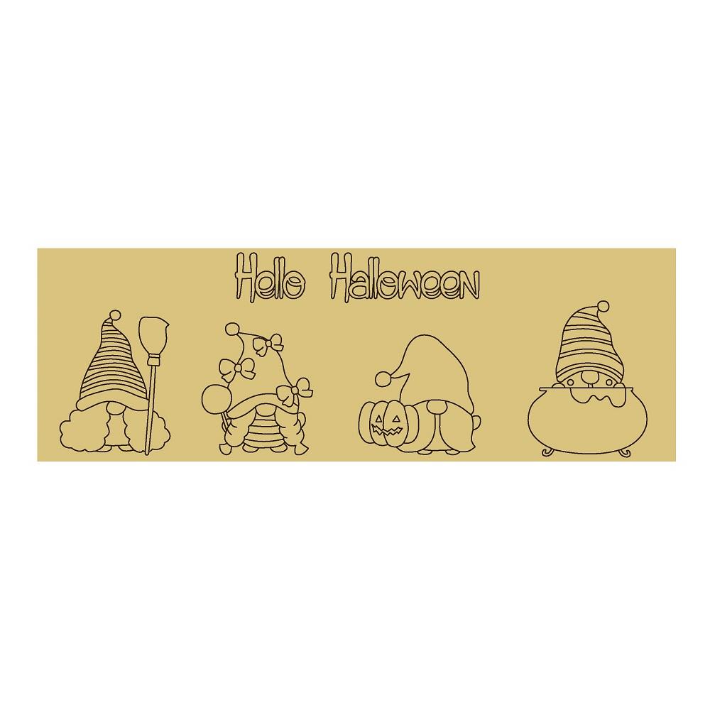 Design By Line Rectangular MDF Cutout Hello Halloween - Unfinished For DIY