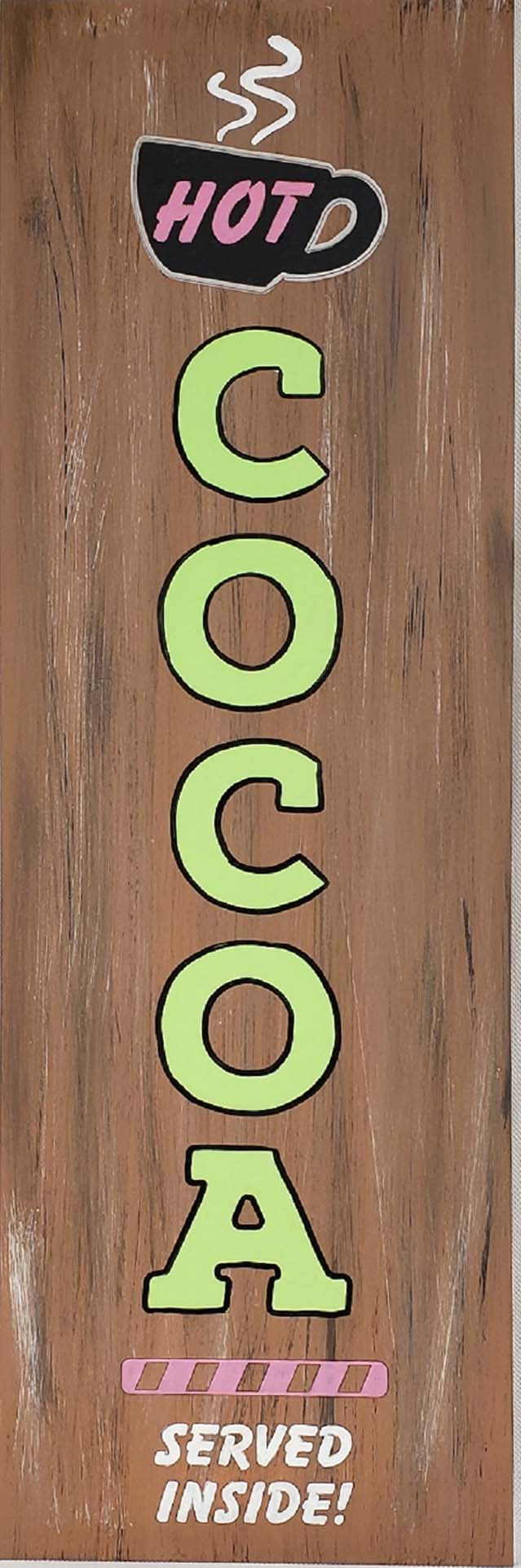 Design By Line Rectangle MDF Cutout Hot Cocoa Sign With Cup And Steam Served Inside - Unfinished For DIY