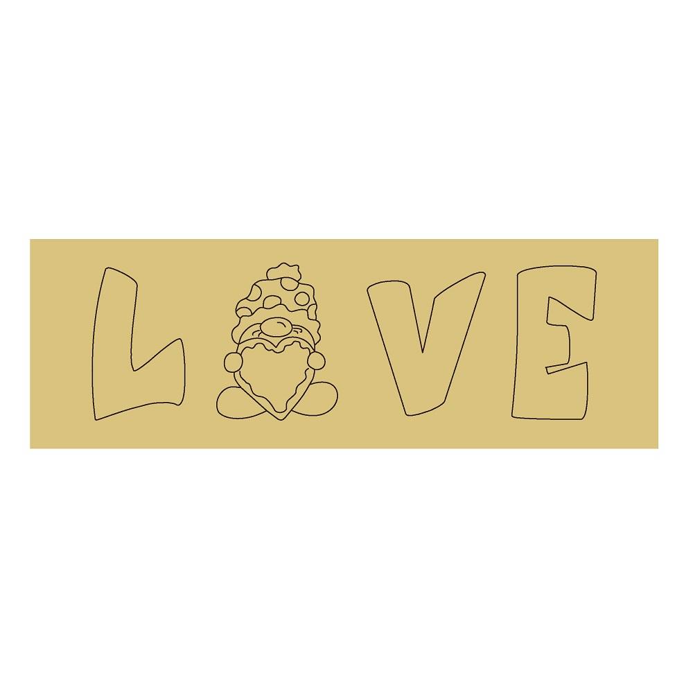 Design By Line Rectangle MDF Cutout Love Gnome Style 16 - Unfinished For DIY