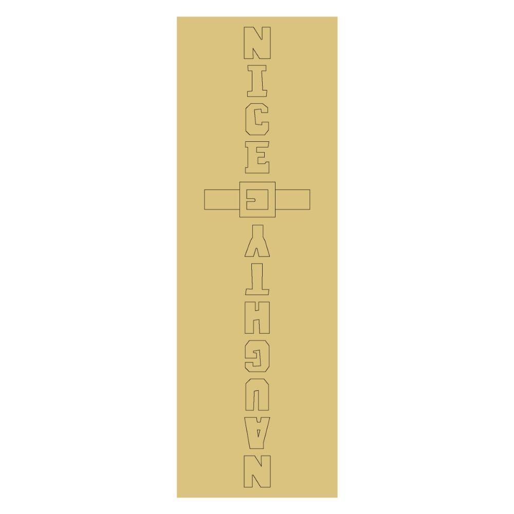 Design By Line Rectangle MDF Cutout Naughty or Nice Vertical Text With Belt Buckle - Unfinished For DIY