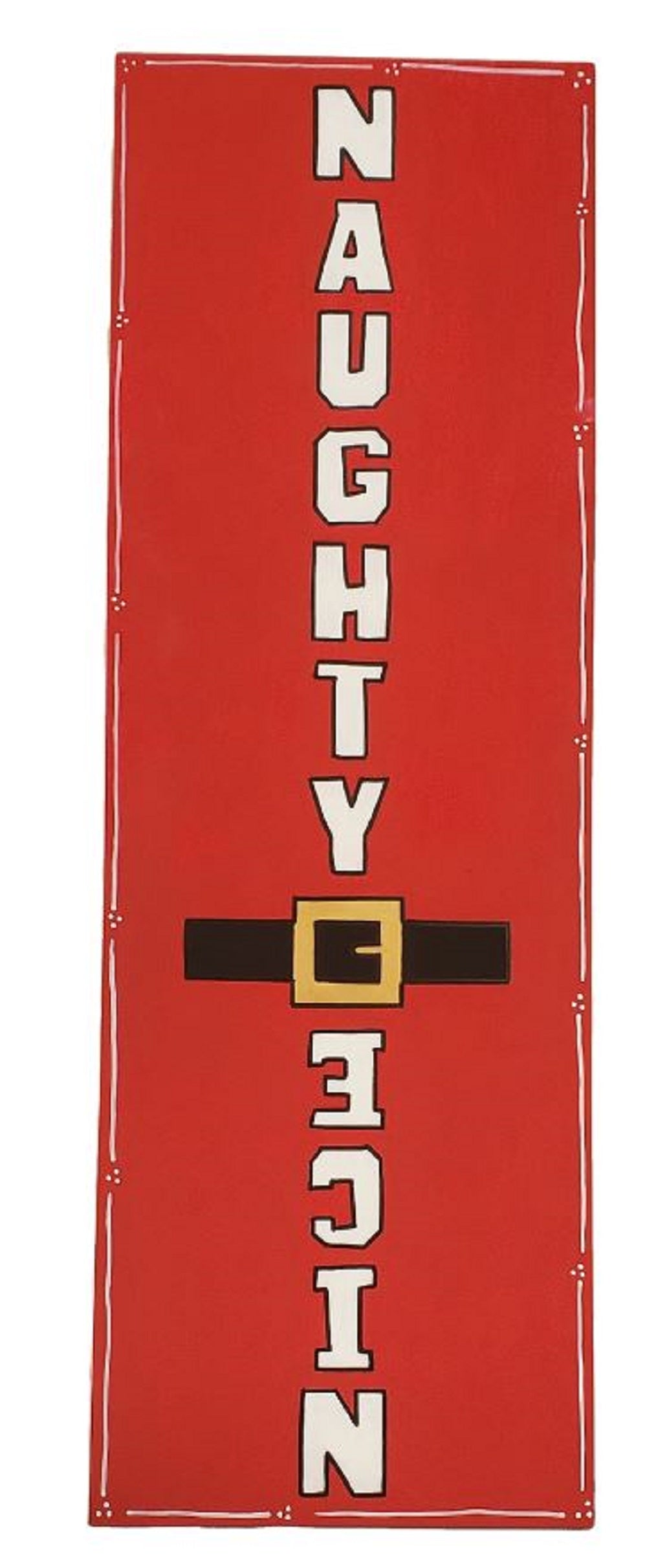Design By Line Rectangle MDF Cutout Naughty or Nice Vertical Text With Belt Buckle - Unfinished For DIY