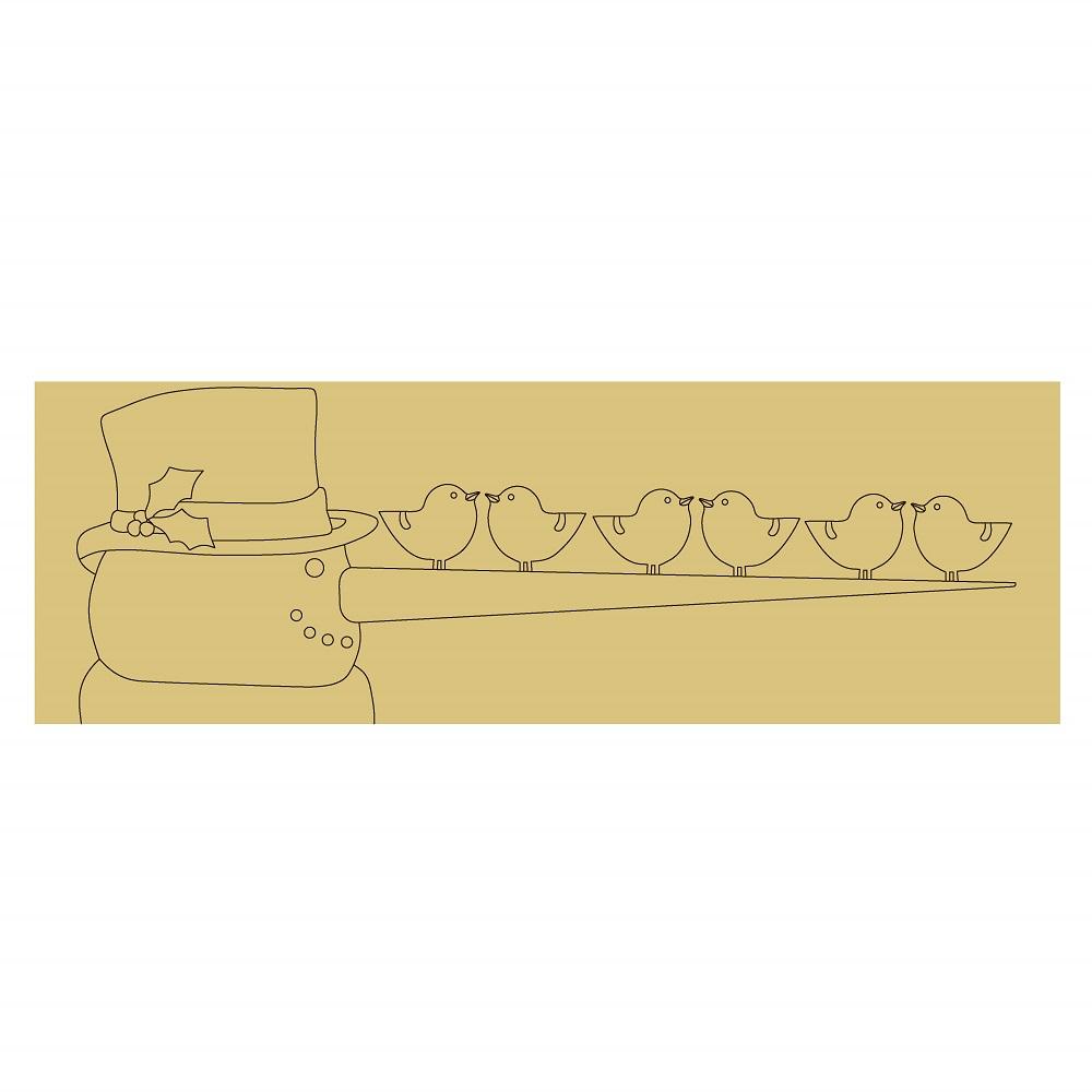 Design By Line Rectangle MDF Cutout Snowman Holiday Scene - Unfinished For DIY