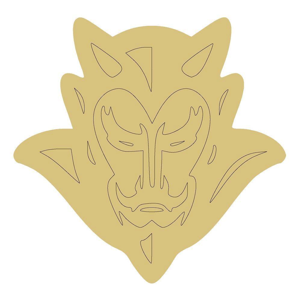 Design By Line Devil Mask MDF Cutout Demon Face Silhouette - Unfinished For DIY
