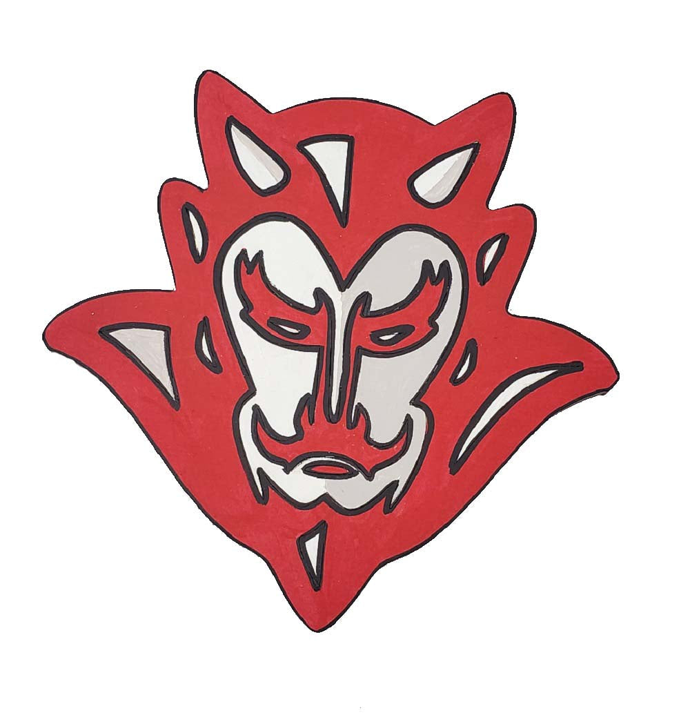Design By Line Devil Mask MDF Cutout Demon Face Silhouette - Unfinished For DIY